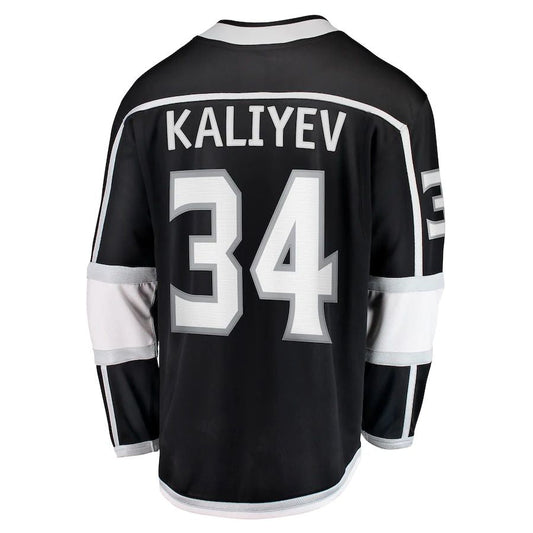 LA.Kings #34 Arthur Kaliyev Fanatics Branded Home Breakaway Player Jersey Black Stitched American Hockey Jerseys CustomName