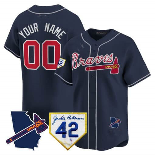 Custom Atlanta Braves 2024 Robinson & Georgia Patch Vapor Premier Limited ¨C All Stitched Baseball Jersey