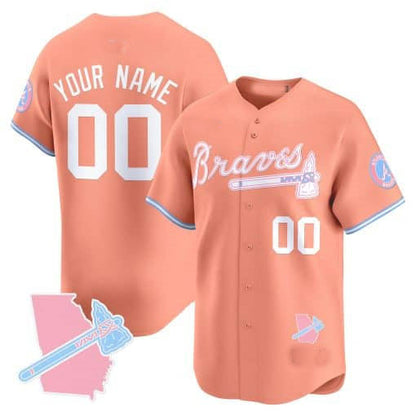 Custom Atlanta Braves Bubblegum Pink Vapor Premier Limited ¨C All Stitched Baseball Jersey