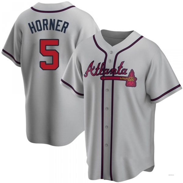 Atlanta Braves #5 Bob Horner Gray Road Jersey Stitches Baseball Jerseys