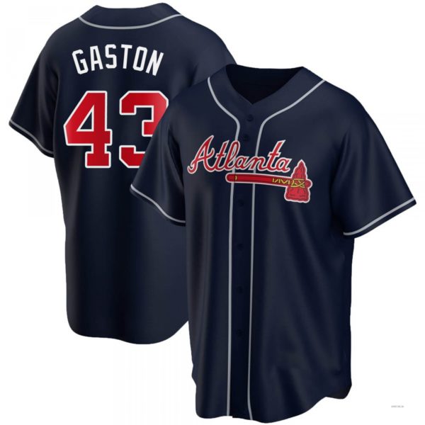 Atlanta Braves #43 Cito Gaston Navy Alternate Jersey Stitches Baseball Jerseys