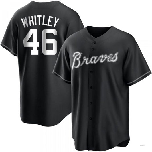 Atlanta Braves #46 Chase Whitley White Black Jersey Stitches Baseball Jerseys