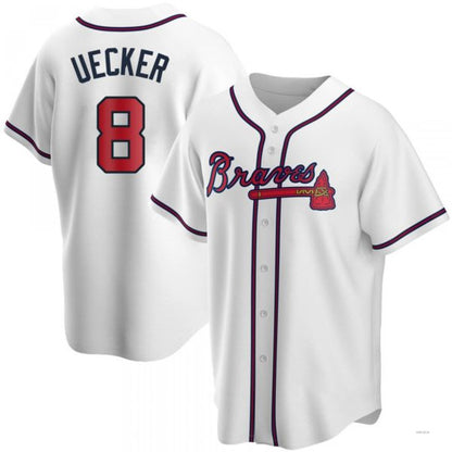 Atlanta Braves #8 Bob Uecker White Home Jersey Stitches Baseball Jerseys