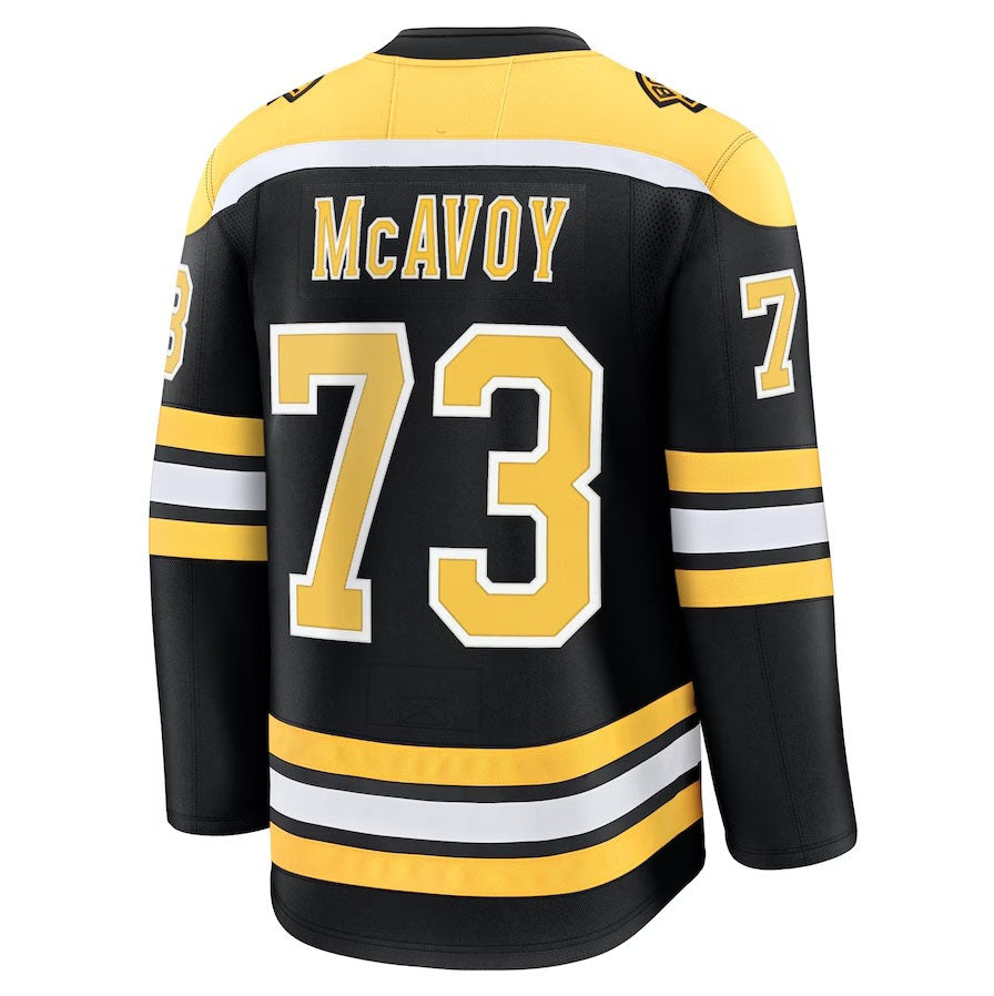 B.Bruins #73 Charlie McAvoy Fanatics Home Premium Jersey - Black Stitched American Hockey Jerseys CustomName