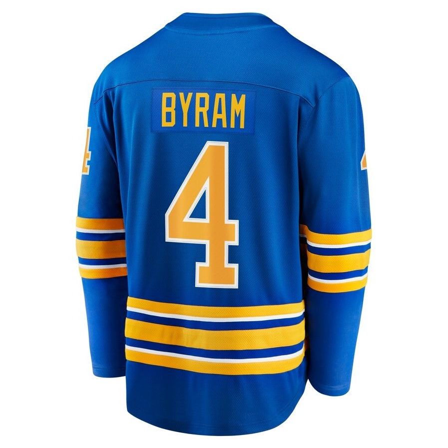 B.Sabres #4 Bowen Byram Fanatics Home Breakaway Jersey - Royal Stitched American Hockey Jerseys CustomName