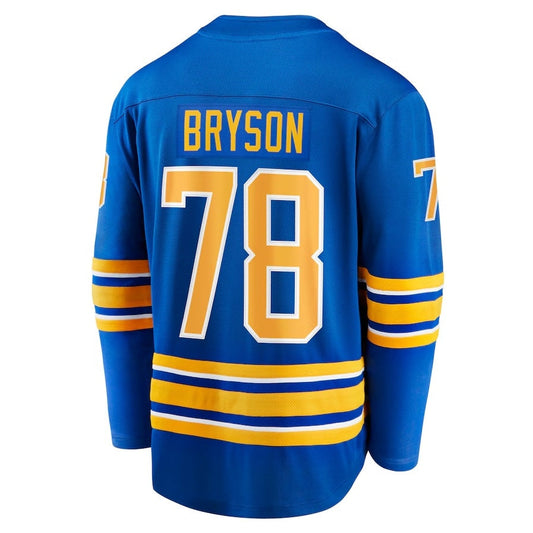 B.Sabres #78 Jacob Bryson Fanatics Home Breakaway Player Jersey - Royal Stitched American Hockey Jerseys CustomName