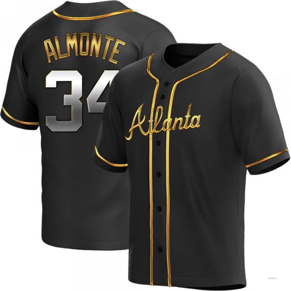 Atlanta Braves #34 AbCustomName2025m Almonte Black Golden Alternate Jersey Stitches Baseball Jerseys