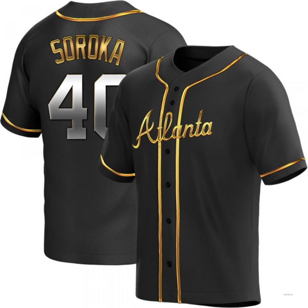 Atlanta Braves #40 Mike Soroka Black Golden Alternate Jersey Stitches Baseball Jerseys