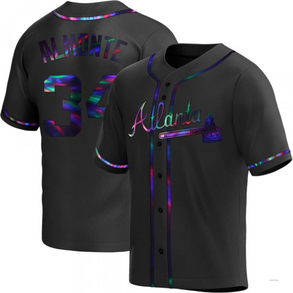 Atlanta Braves #34 AbCustomName2025m Almonte Black Holographic Alternate Jersey Stitches Baseball Jerseys