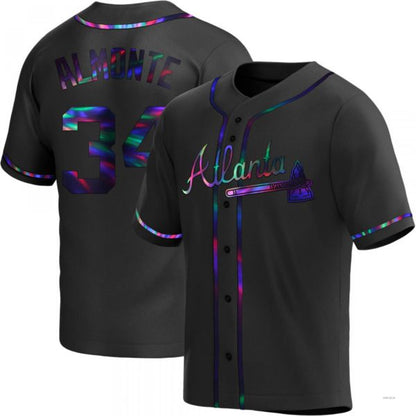 Atlanta Braves #34 AbCustomName2025m Almonte Black Holographic Alternate Jersey Stitches Baseball Jerseys