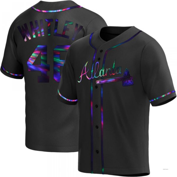 Atlanta Braves #46 Chase Whitley Black Holographic Alternate Jersey Stitches Baseball Jerseys