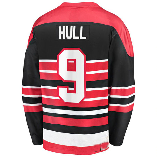 C.Blackhawks #9 Bobby Hull Fanatics Branded Premier Breakaway Retired Player Jersey Red Stitched American Hockey Jerseys CustomName