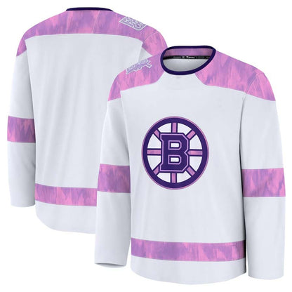 B.Bruins Fanatics 2024 Hockey Fights Cancer Practice Jersey - White Stitched American Hockey Jerseys CustomName