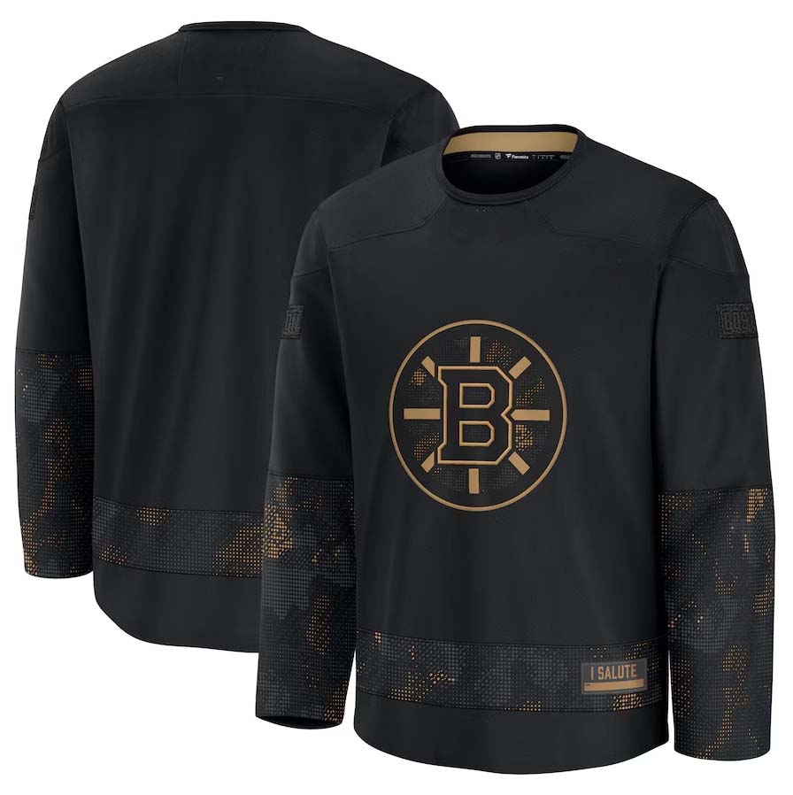 B.Bruins Fanatics 2024 Military Appreciation Practice Jersey - Black Stitched American Hockey Jerseys CustomName
