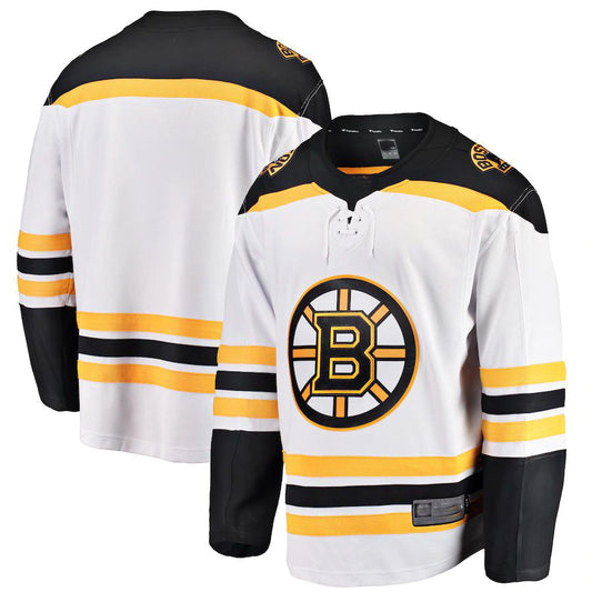 B.Bruins Fanatics Branded Breakaway Away Jersey White Stitched American Hockey Jerseys CustomName