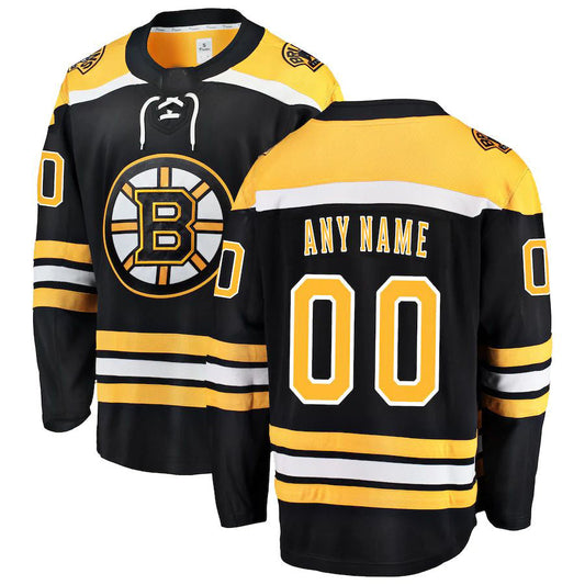Custom B.Bruins Fanatics Branded Home Breakaway Jersey Black Stitched American Hockey Jerseys CustomName
