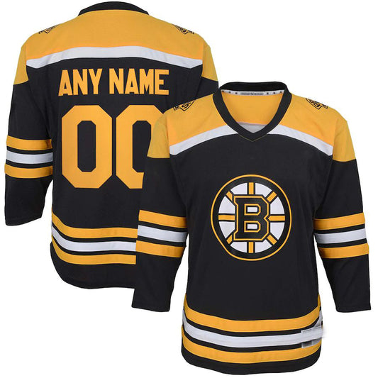 Custom B.Bruins Home Replica Jersey Black Stitched American Hockey Jerseys CustomName