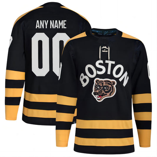 B.Bruins 2023 Winter Classic Authentic Custom Jersey - Black Stitched American Hockey Jerseys CustomName