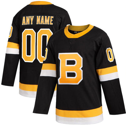 Custom B.Bruins Alternate Authentic Jersey Black Stitched American Hockey Jerseys CustomName