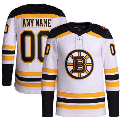 Custom B.Bruins Away Primegreen Authentic Pro Jersey White Stitched American Hockey Jerseys CustomName
