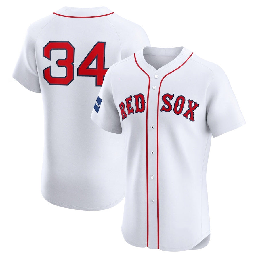 Boston Red Sox #34 David Ortiz Home Elite Sponsor Patch Player Jersey - White Stitched Baseball Jersey
