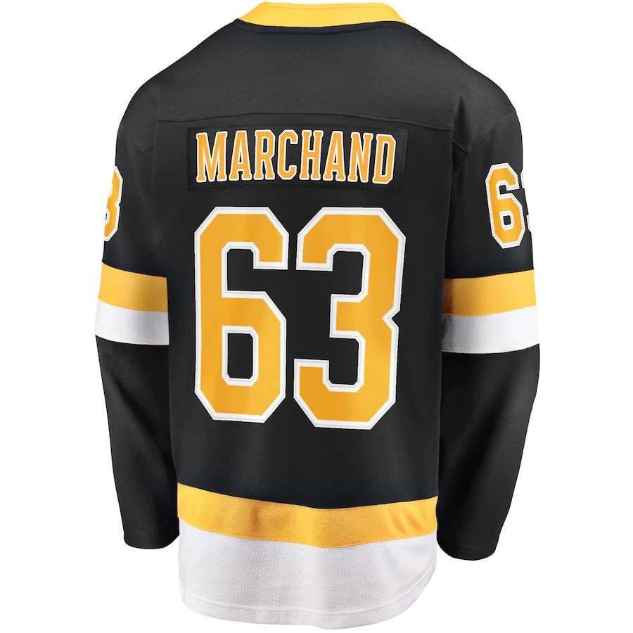 B.Bruins #63 Brad Marchand Fanatics Branded Alternate Premier Breakaway Player Jersey Black Stitched American Hockey Jerseys CustomName