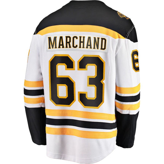 B.Bruins #63 Brad Marchand Fanatics Branded Away Premier Breakaway Player Jersey Stitched American Hockey Jerseys CustomName