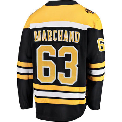 B.Bruins #63 Brad Marchand Fanatics Branded Breakaway Player Jersey Black Stitched American Hockey Jerseys CustomName