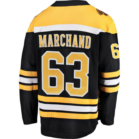 B.Bruins #63 Brad Marchand Fanatics Branded Breakaway Player Jersey Black Stitched American Hockey Jerseys CustomName