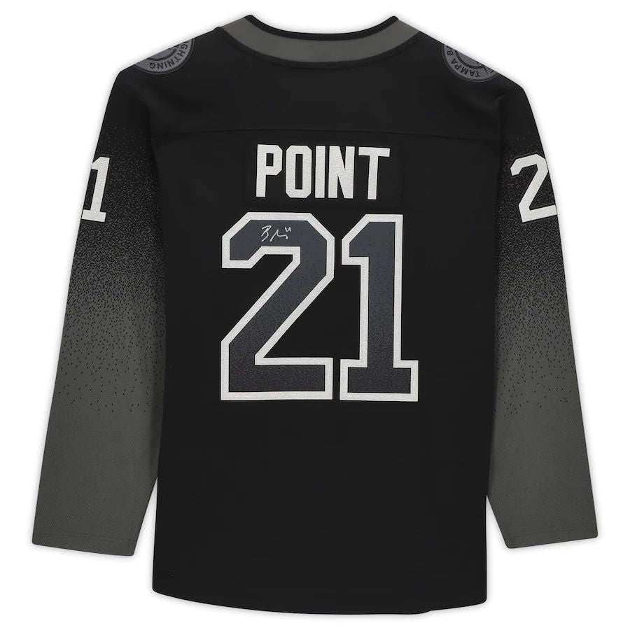 TB.Lightning #21 Brayden Point Fanatics Authentic Autographed Black Alternate Breakaway Jersey Stitched American Hockey Jerseys CustomName