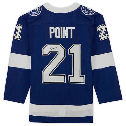 TB.Lightning #21 Brayden Point Fanatics Authentic Autographed Stanley Cup Champions with 2021 Stanley Cup Final Patch Blue Stitched American Hockey Jerseys CustomName