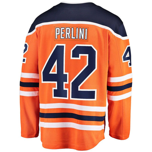 E.Oilers #42 Brendan Perlini Fanatics Branded Home Breakaway Player Jersey  Orange Stitched American Hockey Jerseys CustomName