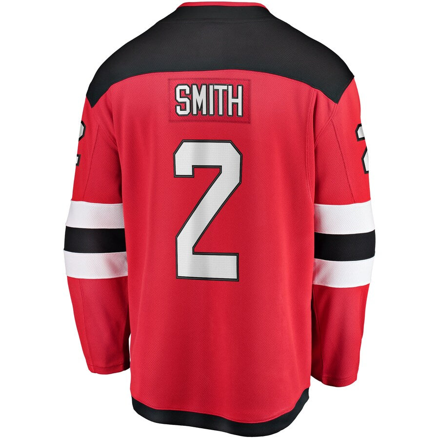 NJ.Devils #2 Brendan Smith Fanatics Branded Home Breakaway Player Jersey Red Stitched American Hockey Jerseys CustomName