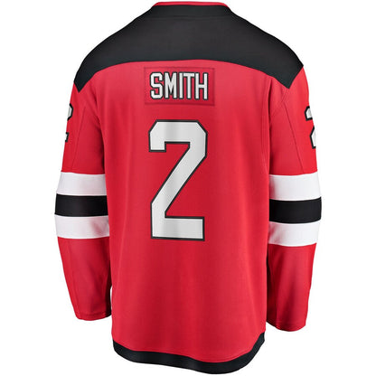 NJ.Devils #2 Brendan Smith Fanatics Branded Home Breakaway Player Jersey Red Stitched American Hockey Jerseys CustomName
