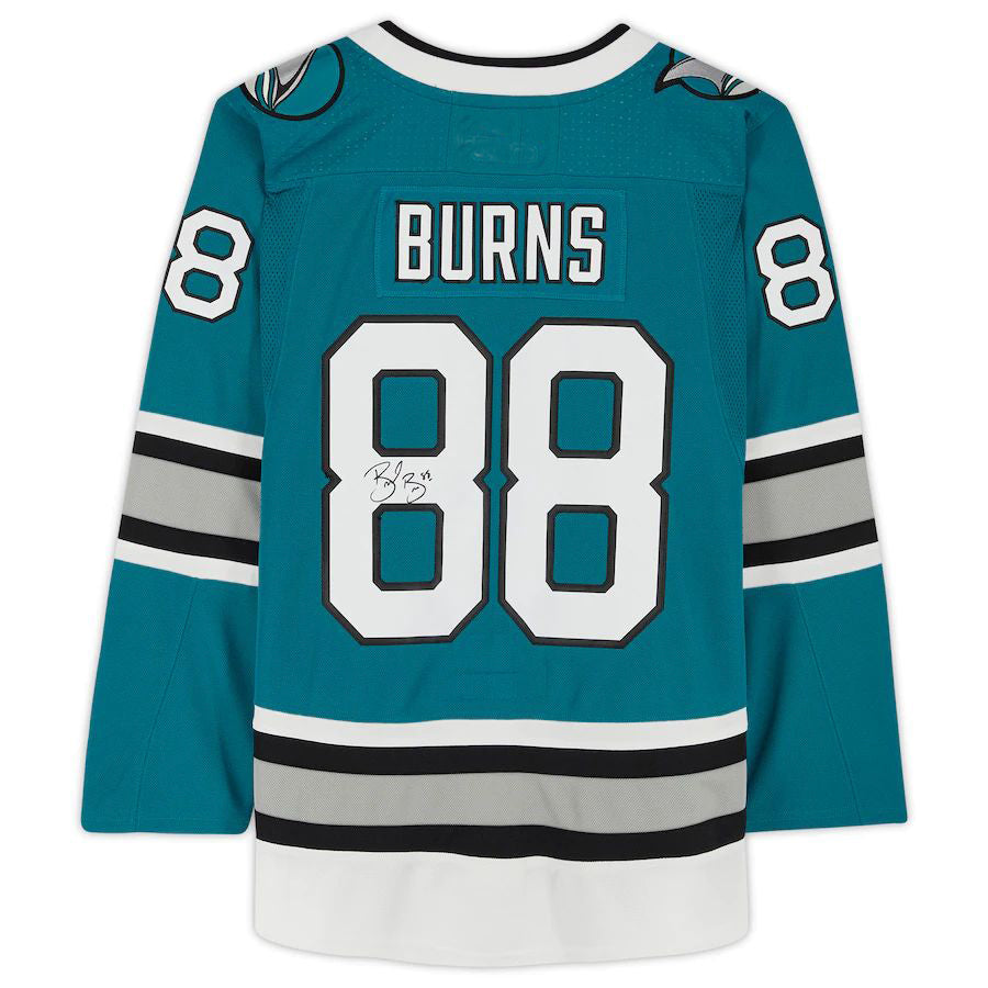 SJ.Sharks #88 Brent Burns Fanatics Authentic Autographed 30th Anniversary Season Authentic Jersey Teal Stitched American Hockey Jerseys CustomName