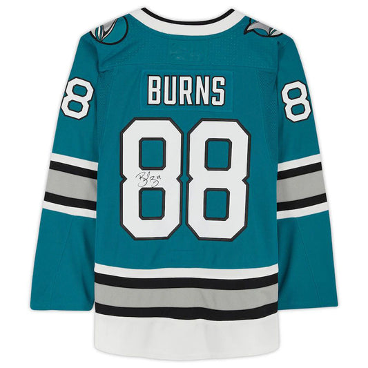 SJ.Sharks #88 Brent Burns Fanatics Authentic Autographed 30th Anniversary Season Authentic Jersey Teal Stitched American Hockey Jerseys CustomName