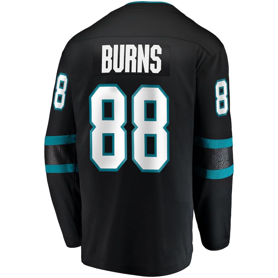 SJ.Sharks #88 Brent Burns Fanatics Branded Alternate Breakaway Player Jersey Black Stitched American Hockey Jerseys CustomName