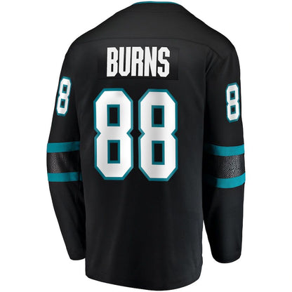 SJ.Sharks #88 Brent Burns Fanatics Branded Alternate Breakaway Player Jersey Black Stitched American Hockey Jerseys CustomName