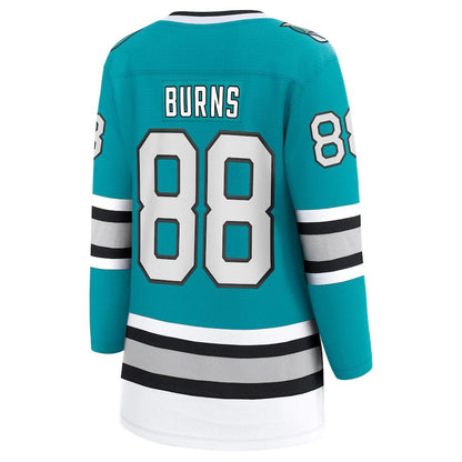 SJ.Sharks #88 Brent Burns Fanatics Branded 30th Anniversary Premier Breakaway Player JerseyTeal Stitched American Hockey Jerseys CustomName