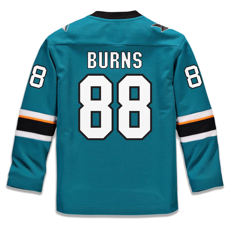 SJ.Sharks #88 Brent Burns Fanatics Branded Replica Player Jersey  Teal Stitched American Hockey Jerseys CustomName