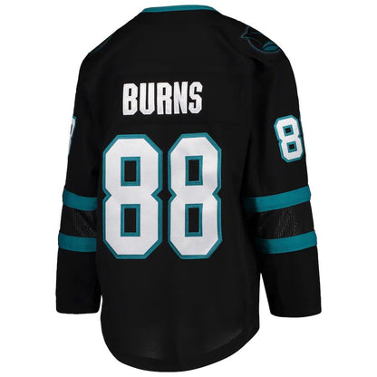 SJ.Sharks #88 Brent Burns Alternate Premier Player Jersey Black Stitched American Hockey Jerseys CustomName