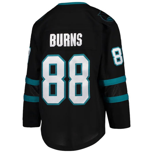 SJ.Sharks #88 Brent Burns Alternate Premier Player Jersey Black Stitched American Hockey Jerseys CustomName