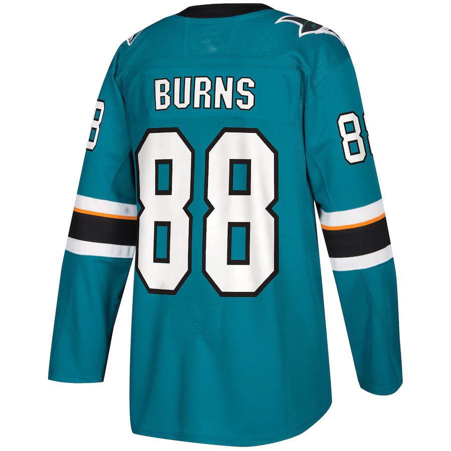 SJ.Sharks #88 Brent Burns Authentic Player Jersey Teal Stitched American Hockey Jerseys CustomName