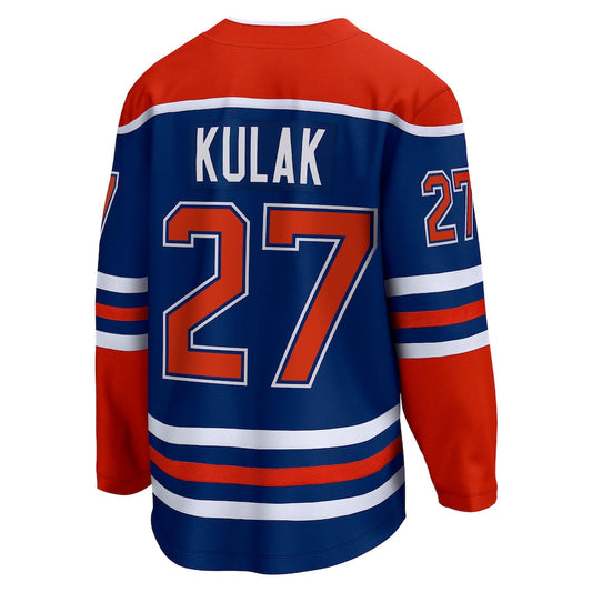 E.Oilers #27 Brett Kulak Fanatics Branded Home Breakaway Player Jersey Royal Stitched American Hockey Jerseys CustomName