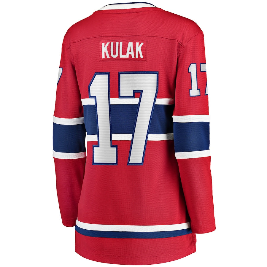 M.Canadiens #17 Brett Kulak Fanatics Branded Home Breakaway Player Jersey Red Stitched American Hockey Jerseys CustomName