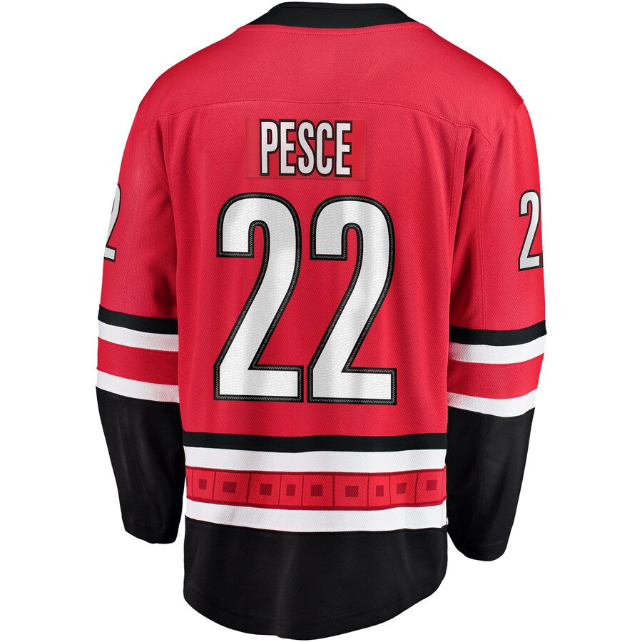C.Hurricanes #22 Brett Pesce Fanatics Branded Breakaway Player Jersey Red Stitched American Hockey Jerseys CustomName
