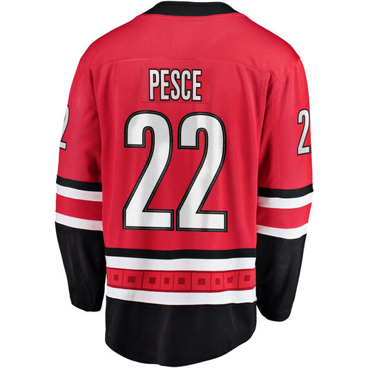 C.Hurricanes #22 Brett Pesce Fanatics Branded Breakaway Player Jersey Red Stitched American Hockey Jerseys CustomName