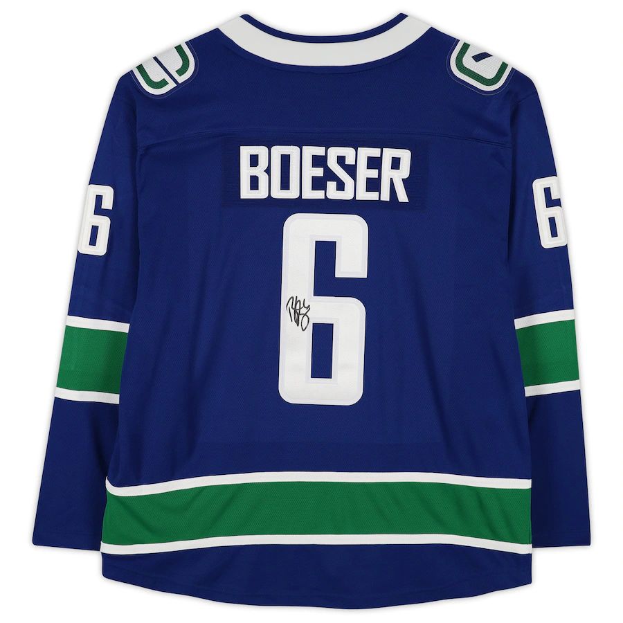 V.Canucks #6 Brock Boeser Fanatics Authentic Autographed Breakaway Jersey Blue Stitched American Hockey Jerseys CustomName