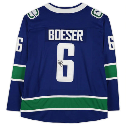 V.Canucks #6 Brock Boeser Fanatics Authentic Autographed Breakaway Jersey Blue Stitched American Hockey Jerseys CustomName