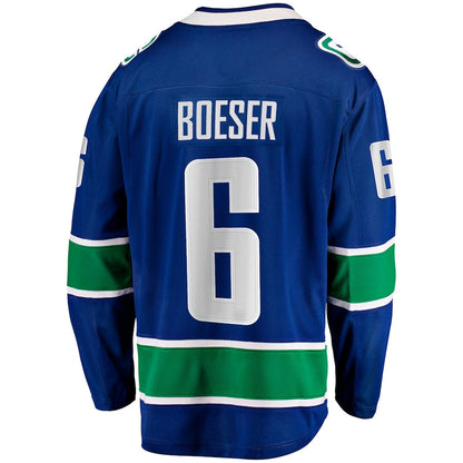 V.Canucks #6 Brock Boeser Fanatics Branded Home Breakaway Jersey Blue Stitched American Hockey Jerseys CustomName